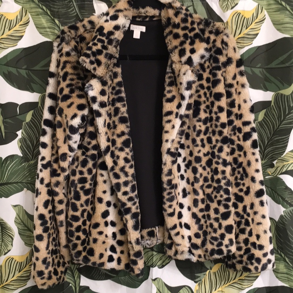 Leopard faux fur coat